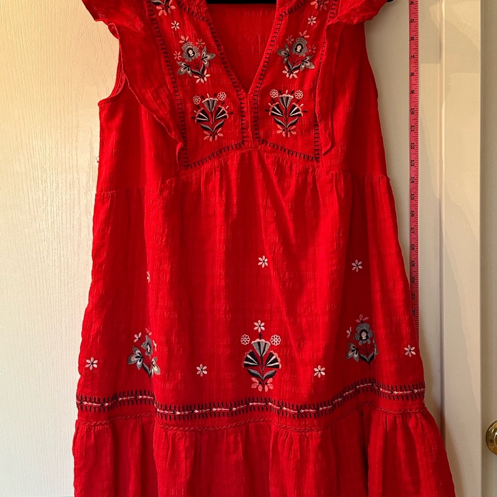 Embroidered Red Kids Dress